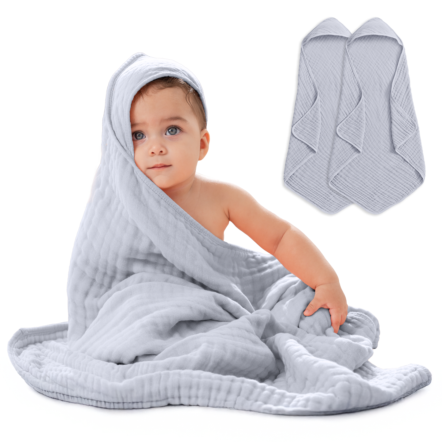 Baby Hooded Towels in Slate