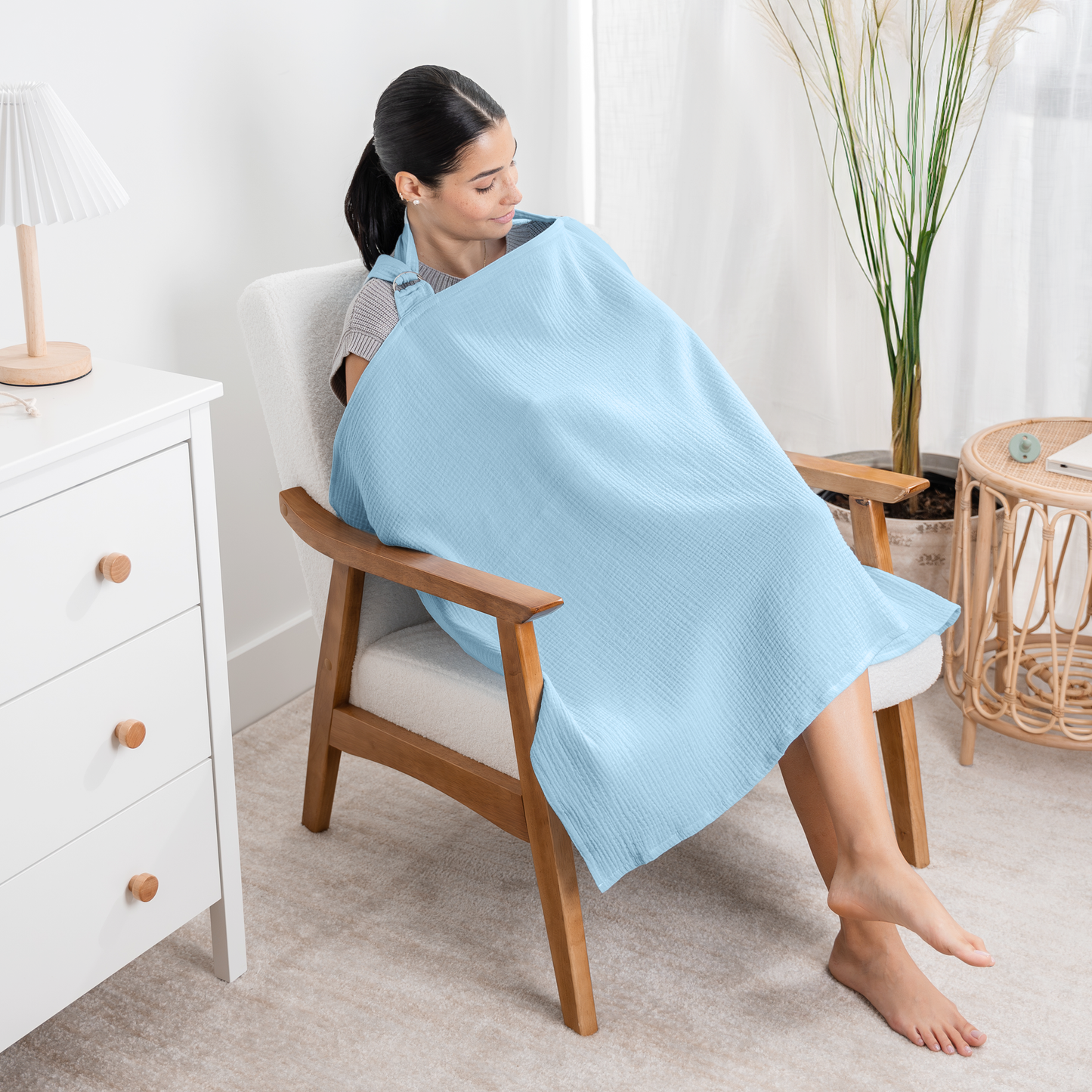 Muslin Nursing Cover in Sky Blue