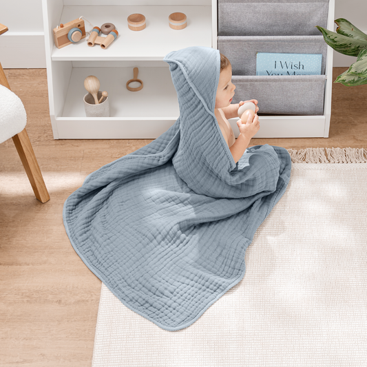 Baby Hooded Towels in Pacific Blue