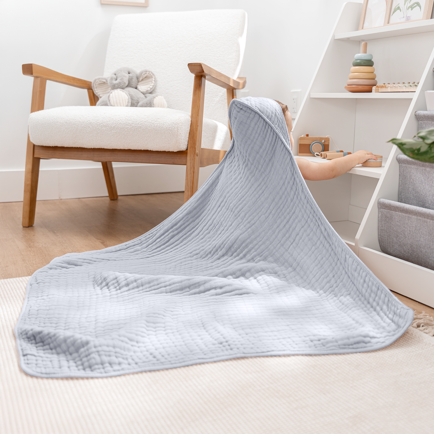 Baby Hooded Towels in Slate