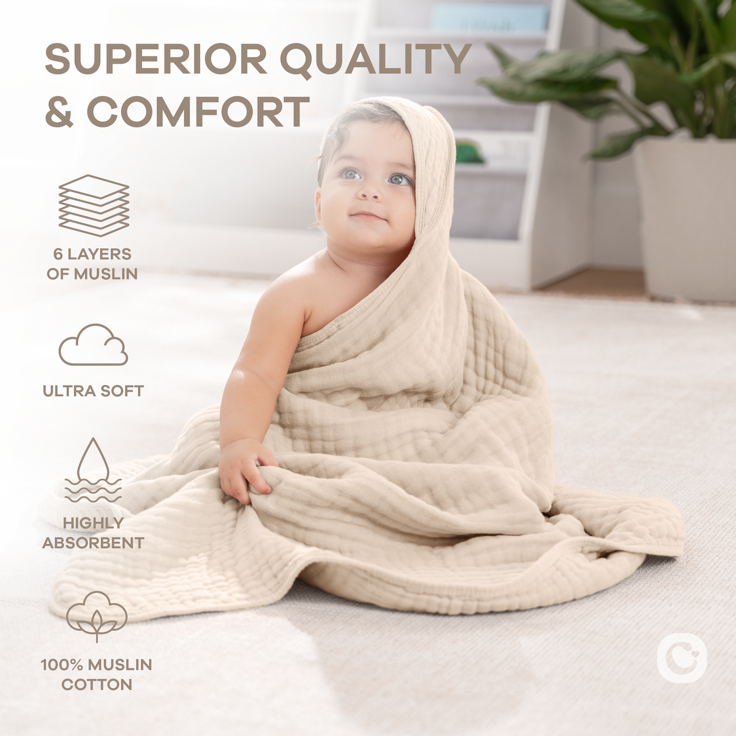 Baby Hooded Towels in Sand
