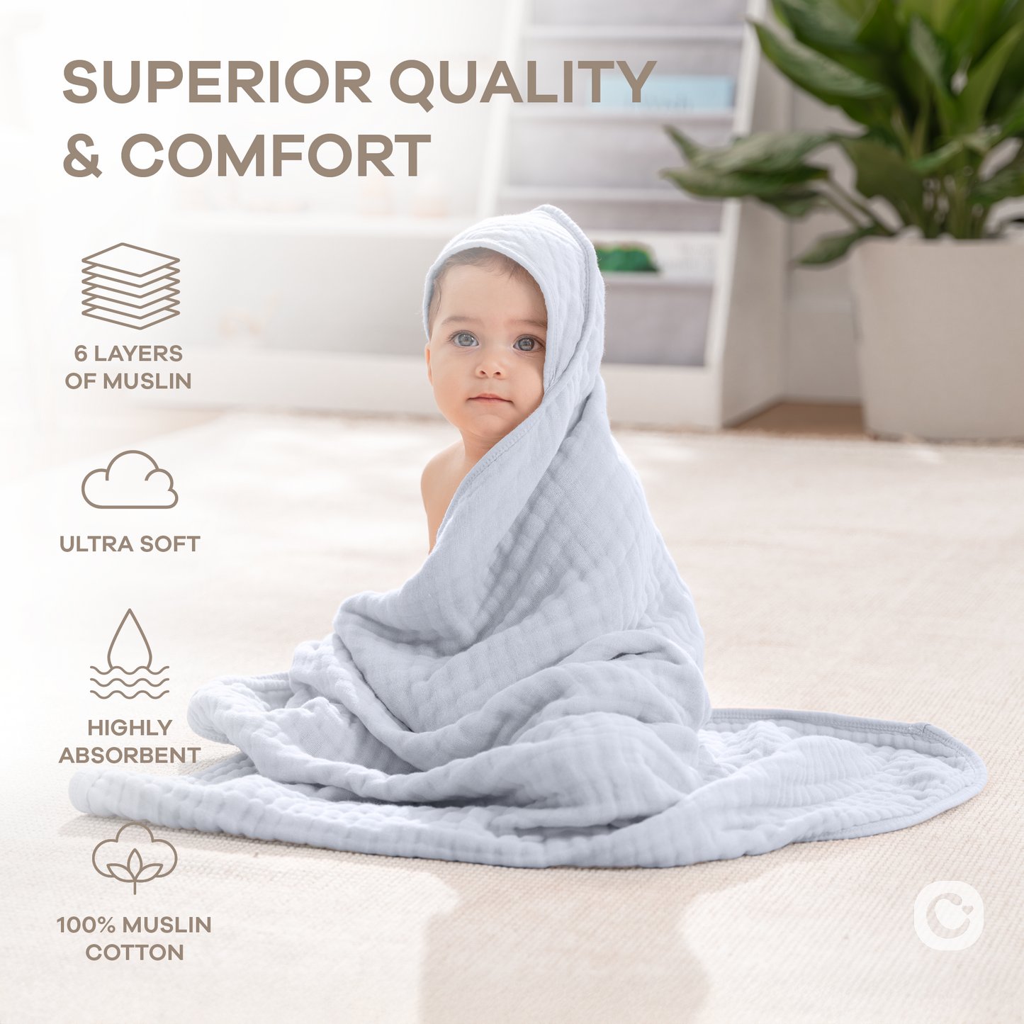 Baby Hooded Towels in Slate