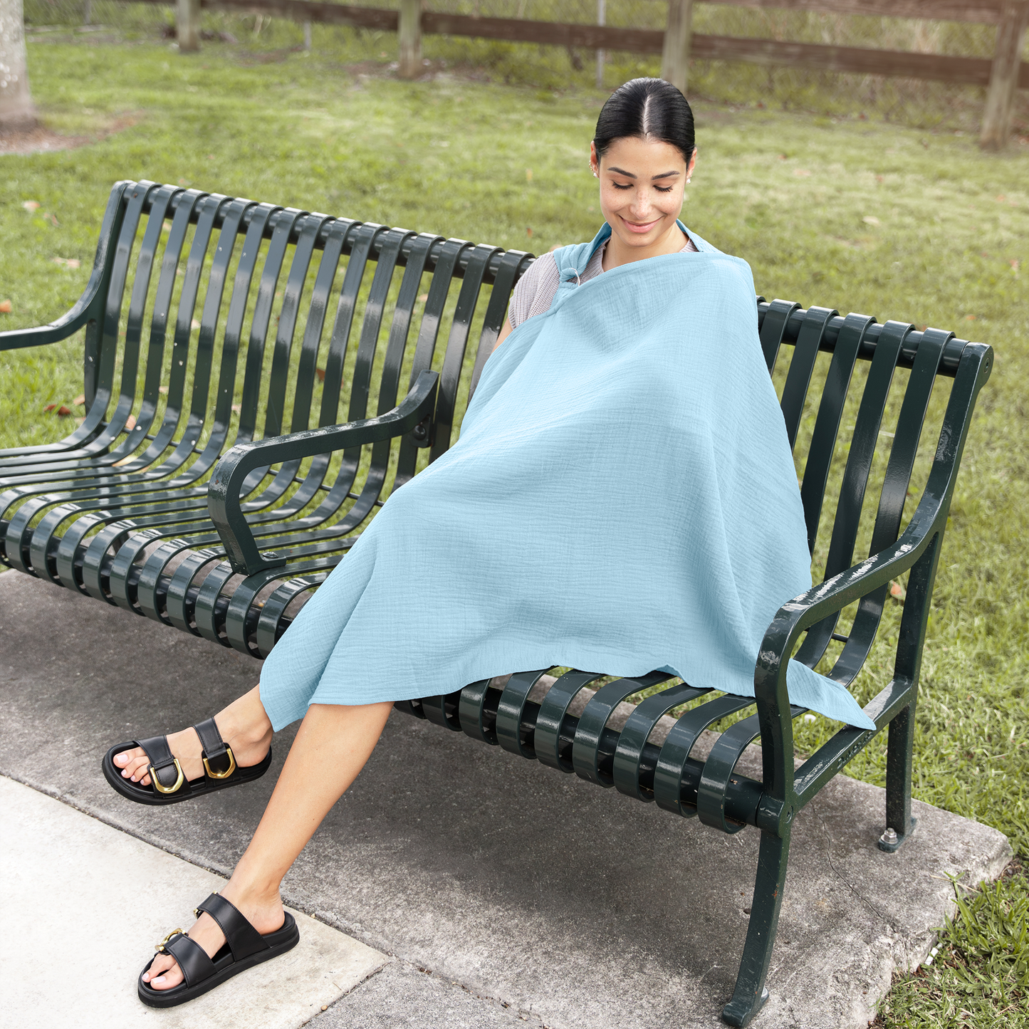 Muslin Nursing Cover in Sky Blue